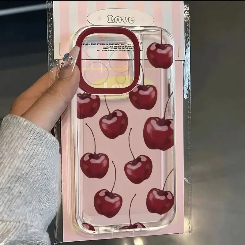 Чехол для телефона из ТПУ Full Body для Xiaomi 14 13 13T 12 12T 11T 14T Pro 11 Lite 5G Бордовый вишневый бант с мультяшным прозрачным чехлом Funda