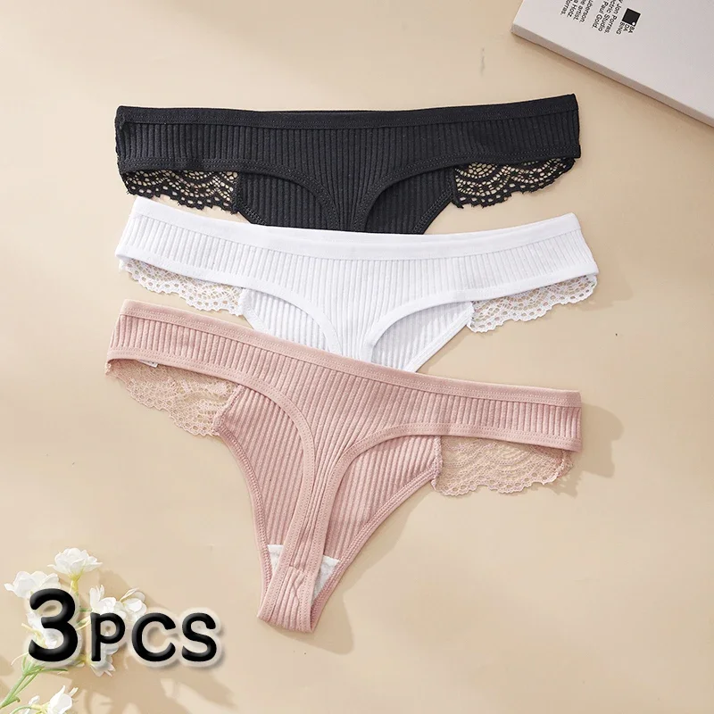 

3PCS Cotton Sexy Women's Thong Breathable Comfortable Women's Panties Seamless Soft Women's Underwear Solid Color Girls Lingerie