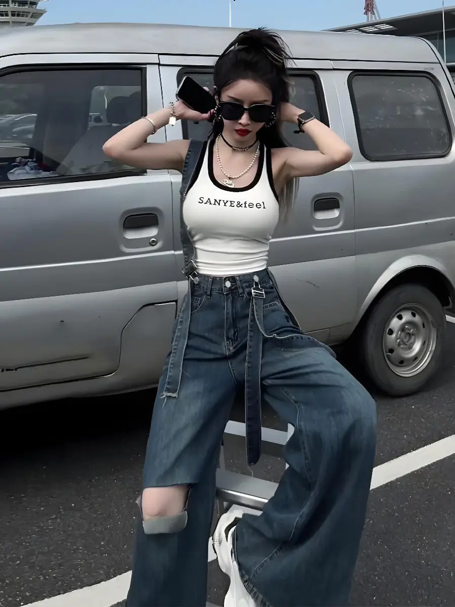 Белые комбинезоны женские асимметричные индивидуальные богемные с кисточками на шнурке черно-серые плавки Femme эстетический гламурный популярный Fly