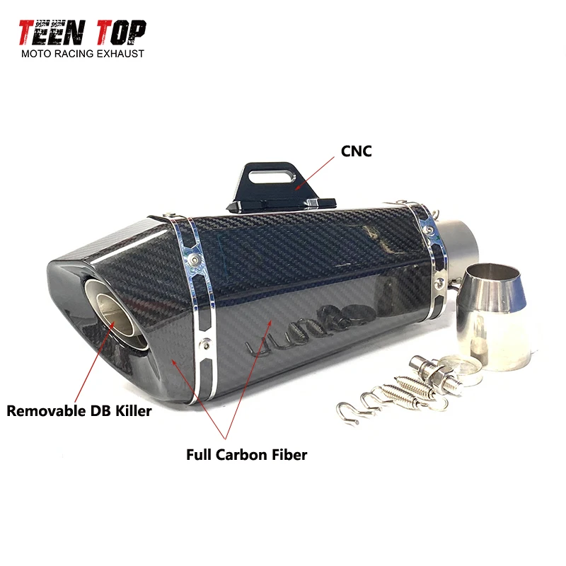 51mm CarbonFiber Motorcycle Exhaust Pipe For KTM Duke 690 790 890 RC390 790adv 890adv Exhaust Muffler DB Killer 350mm Silencieux