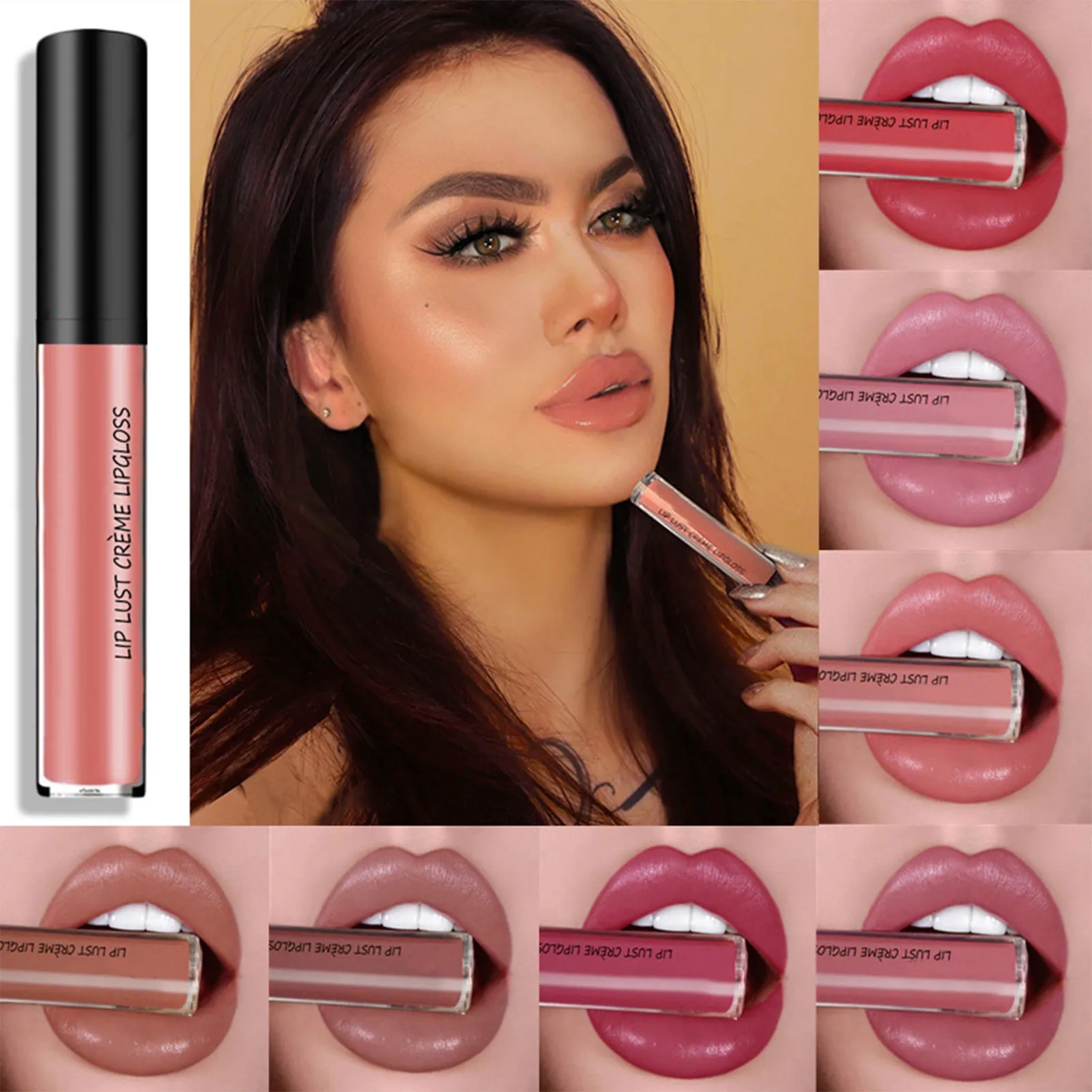 12 Colors Cream Texture Lipstick ,Waterproof Lipstick Creamy Lip Gloss 6ml