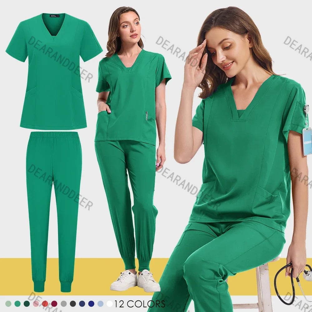 Unisex Medical Uniforms Men Women Nursing Clothes Beauty Costume Nurse Scrubs Sets Doctor Dentist Workwear Clinical Tops Pants