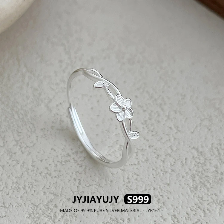 

JYJIAYUJY 100% цельное оригинальное регулируемое кольцо из чистого серебра S99, в наличии, 5 мм, модные ювелирные изделия с цветком, подарок на каждый день JYR161