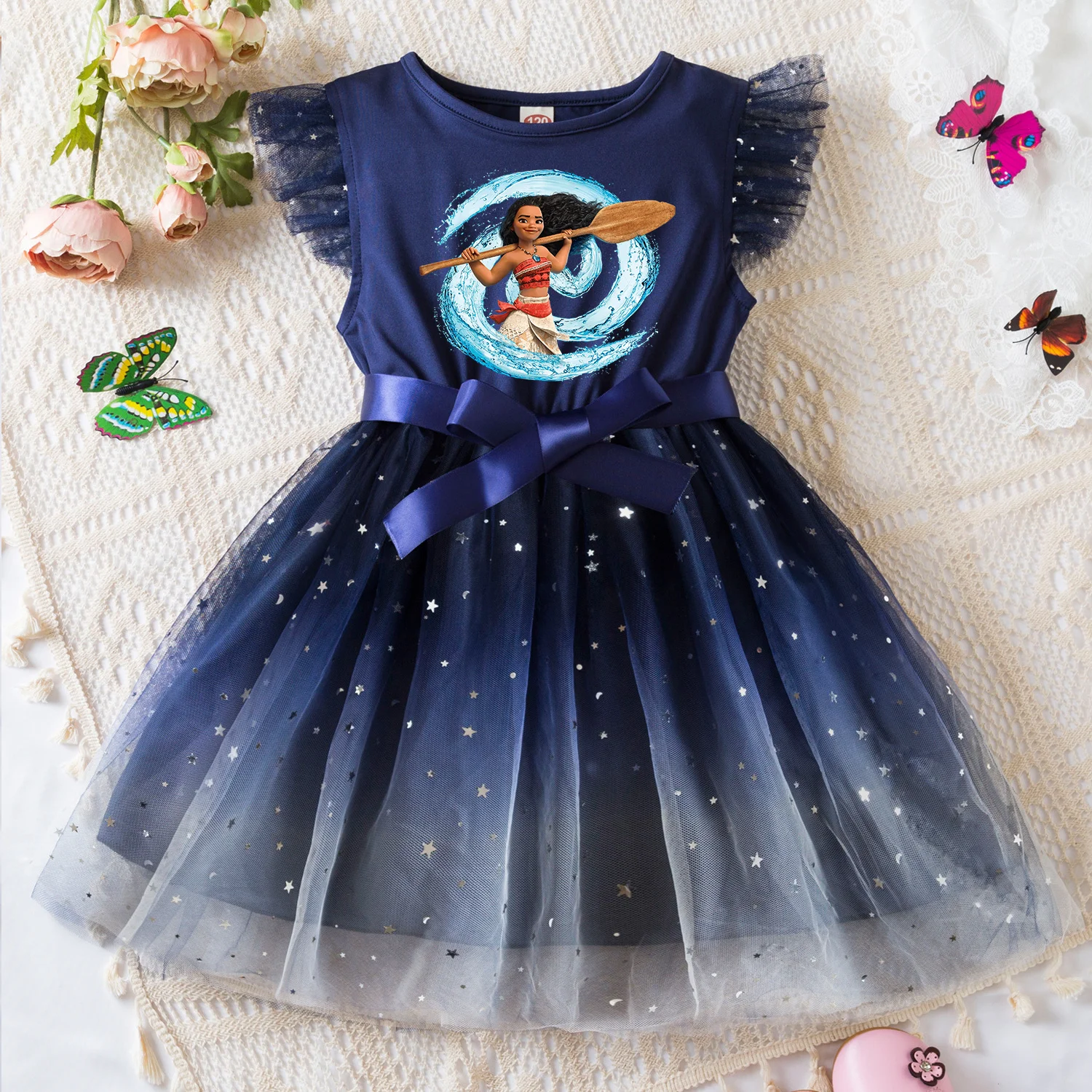 Moana Summer Toddler Girl Dress Princess Star Baby Girls Clothes Tulle Tutu Dress for Children Party Dress 2-6Y