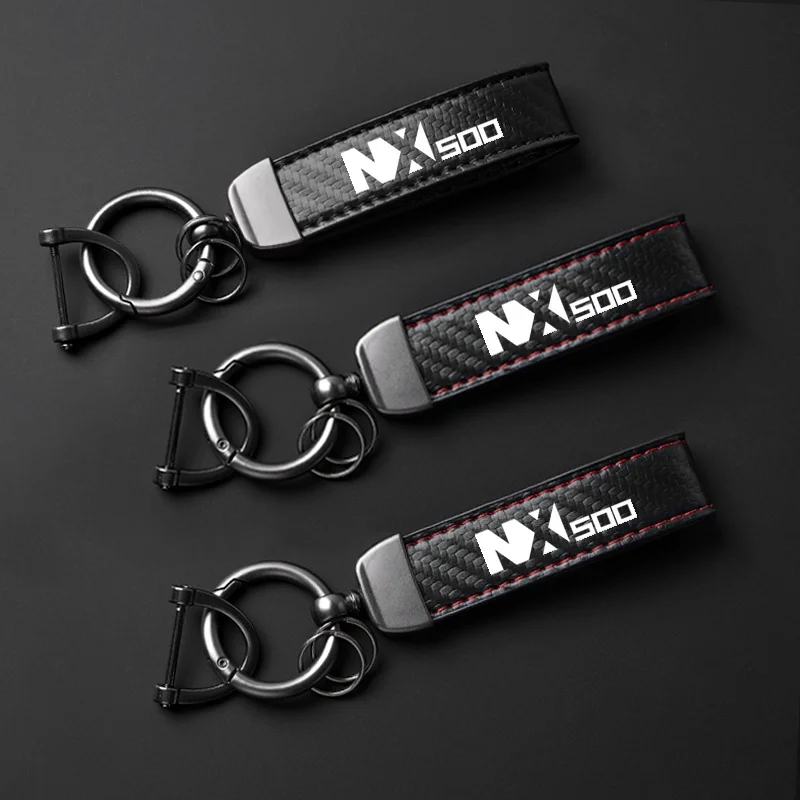For HONDA NX500 NX 500 NX New Fashion Motocycle carbon fiber leather rope keychain Holder Keyring Logo Accessories Key chain