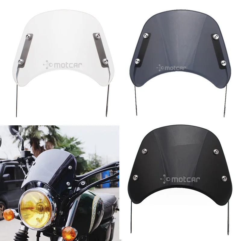 

Motorcycle 5"-7" Headlight Windshield Windscreen Compact Sport Wind Deflector Fairing Visor Universal For Harley Yamaha Suzuki