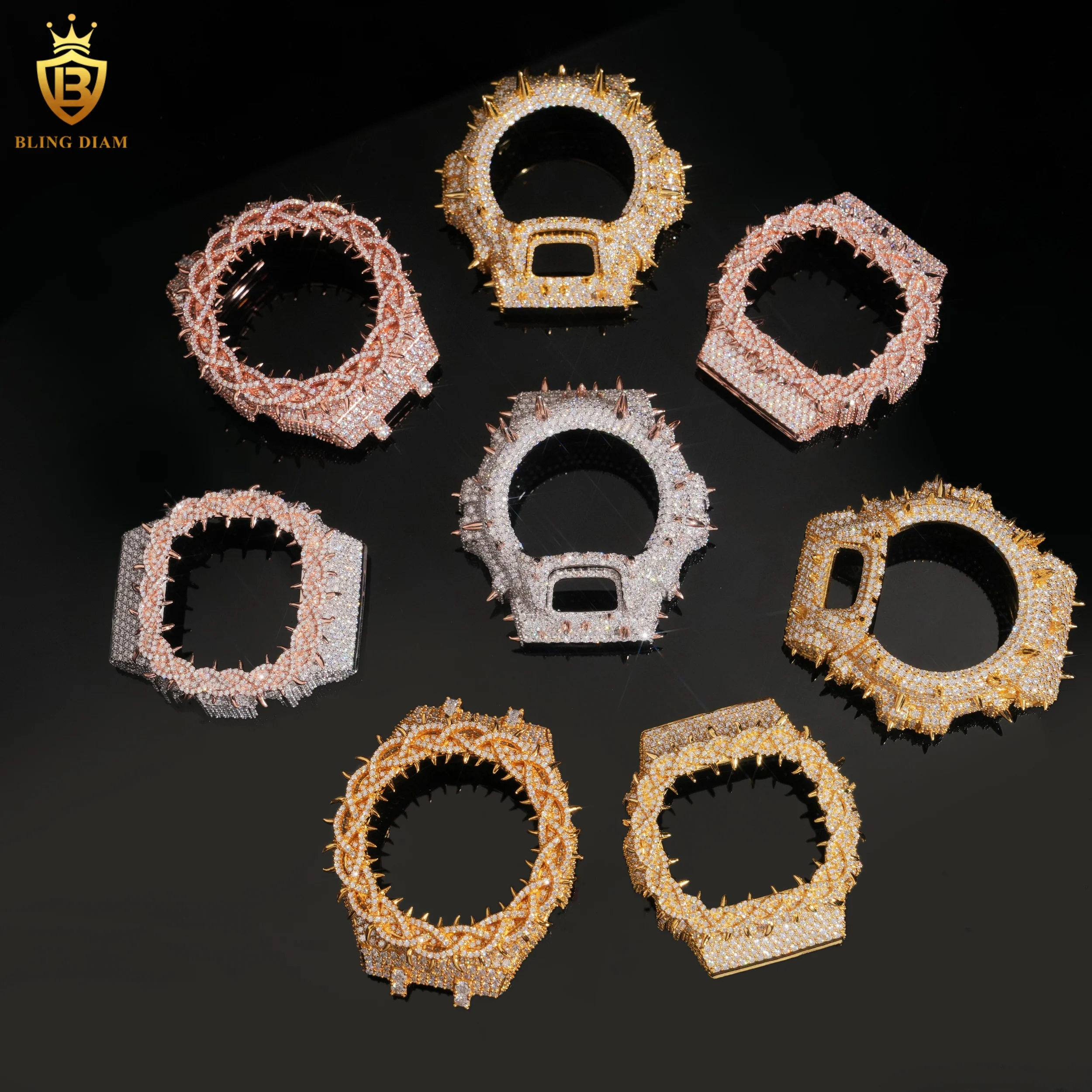 

Hot Sale Multiple Choice Custom Hip Hop 925 Sterling Silver VVS Iced Out Moissanite Watch Bezel Case Jewelry