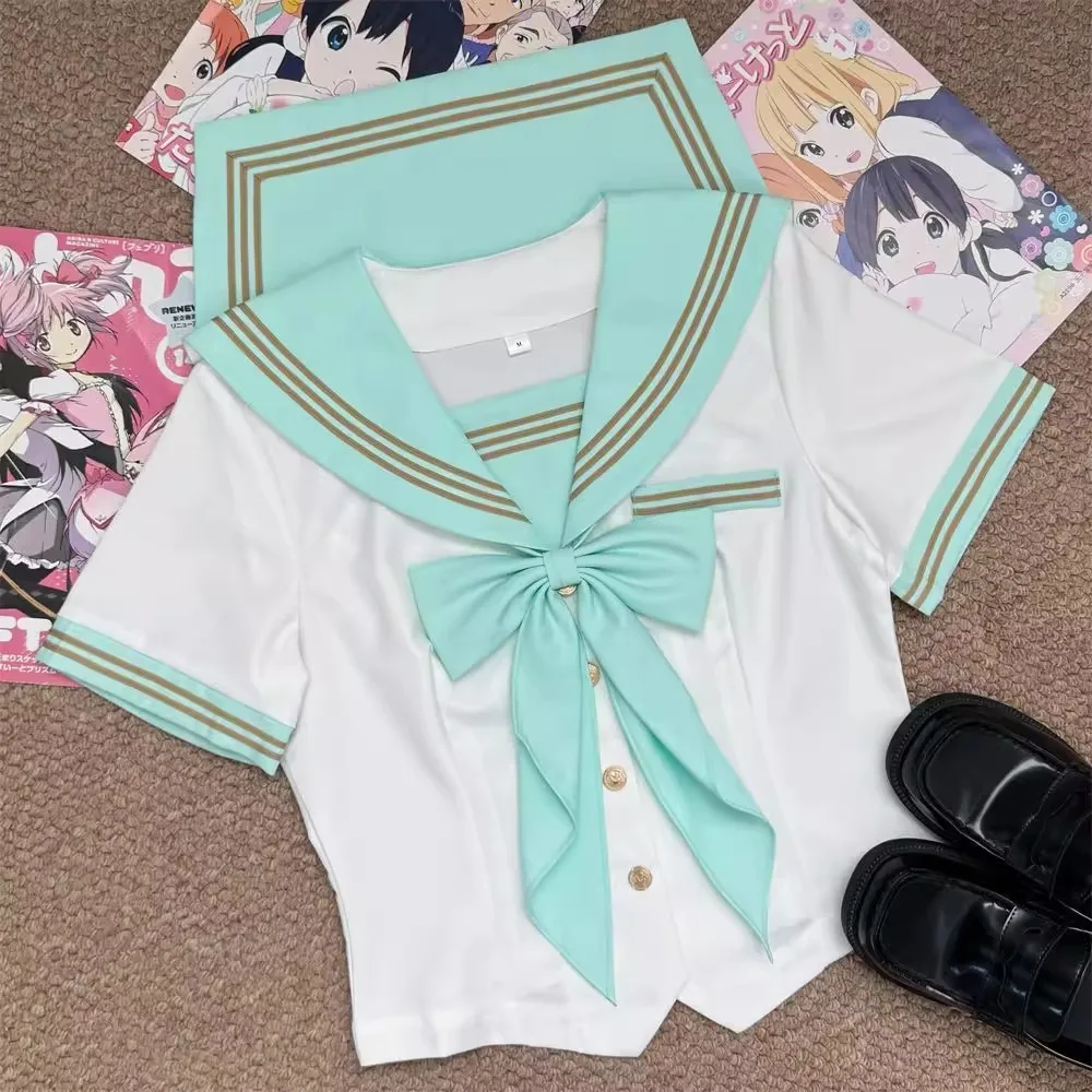 Nuevo traje de marinero verde claro uniforme escolar colegiala japonesa mujer marinero Fuku escuela secundaria coreana Seifuku vestido de marinero