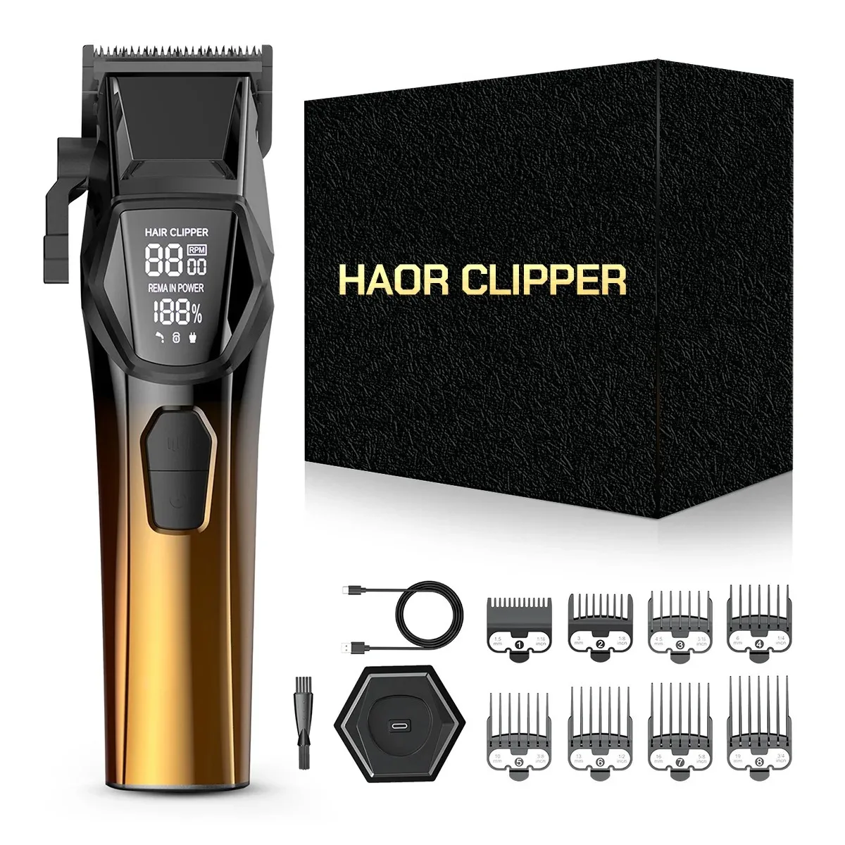 BRD 9007 Hair Trimmer for Man 9000RPM with Base DLC Fade Blade Barber Shop Machine 4500mAh Professional Electric Hair Clipper