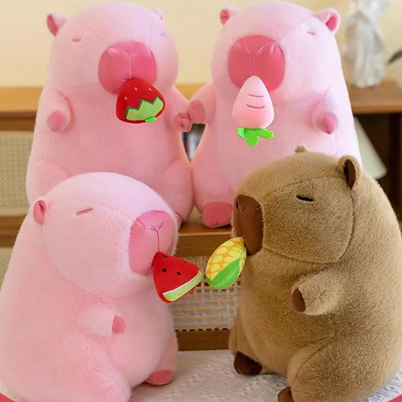 Cute Capybara Plush Toy Capybara Plush Doll Home Sofa Decoration Fruit Design Soft Animal Pillow For Children's Sleep Companion