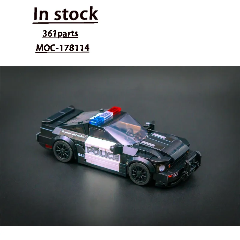 MOC-178114Neuer klassischer S281City Sicherheitspolizeiauto-Baustein, Modell 361 Teile, Bausteinspielzeug zum Geburtstag von Jungen und Kindern