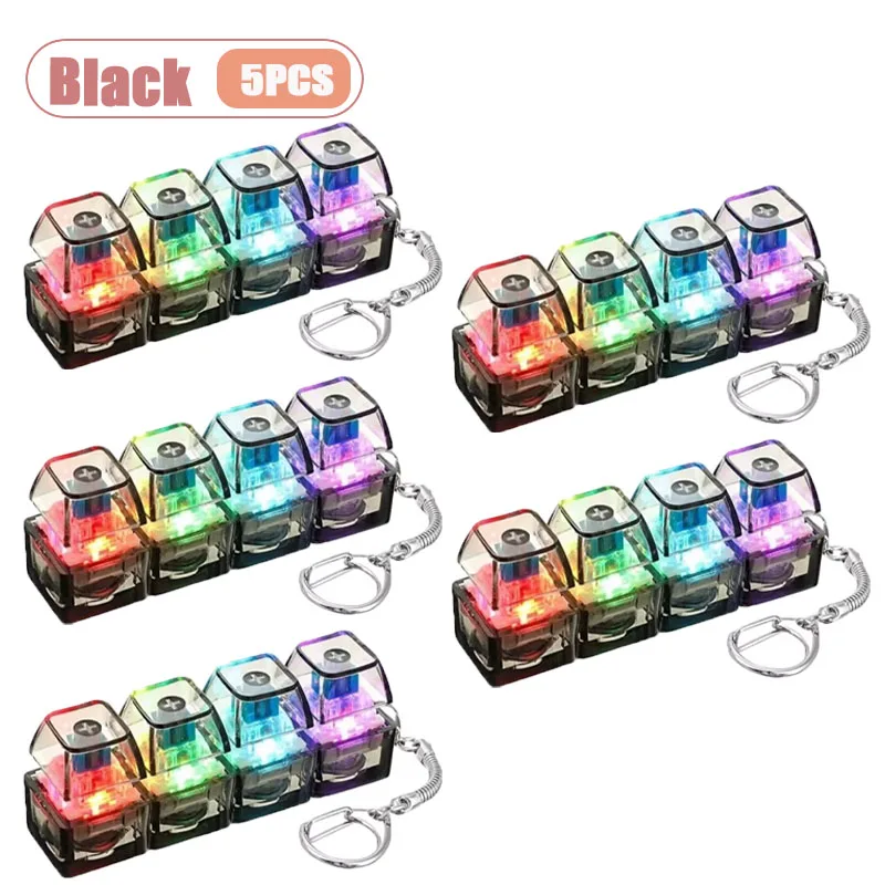 Mechanischer Tastatur-Schalter-Tester Schlüsselanhänger Fidget mit LED-Licht DIY Tastenkappen Stressabbau Clicker für Büro Schreibtisch Angstlinderung Geschenk