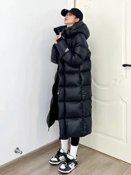 Women's Black Parkas Jacket Thicken Warm Long Padded Coat Vintage Overcoat Streetwear Korean Bread Coat 2000s Clothes Winter