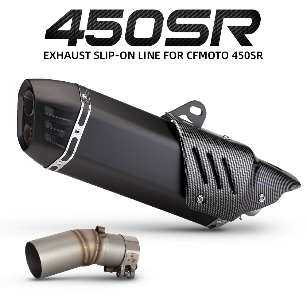 Slip On For CFMOTO 450SR 450SS Motorcycle Exhaust Escape System Moto Modify Double Hole with Cover Muffler Middle Link Pipe 51mm