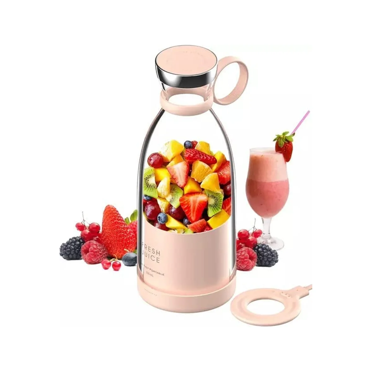 Personal Size Blender, Portable Blender, Battery Powered USB Blender, with Four Blades, Mini Blender