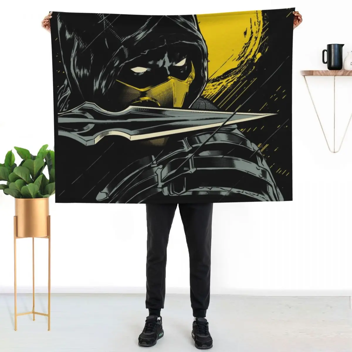 Mortal Kombat Scorpion Serious Ninja Throw Blanket manga Plush Summer heavy to sleep Sofas For Sofa Thin Blankets