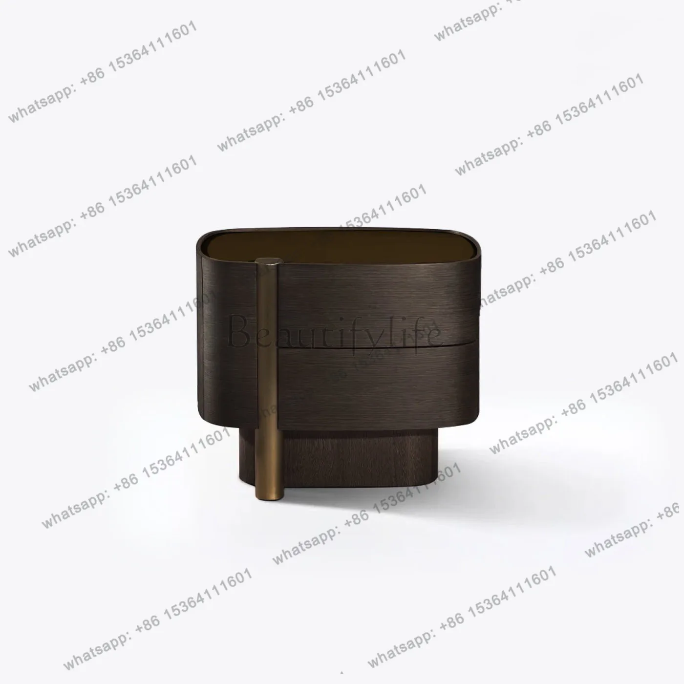 Italian minimalist solid wood bedside table, simple modern smoky color bedside storage cabinet, wabi sandy wind bucket cabinet,