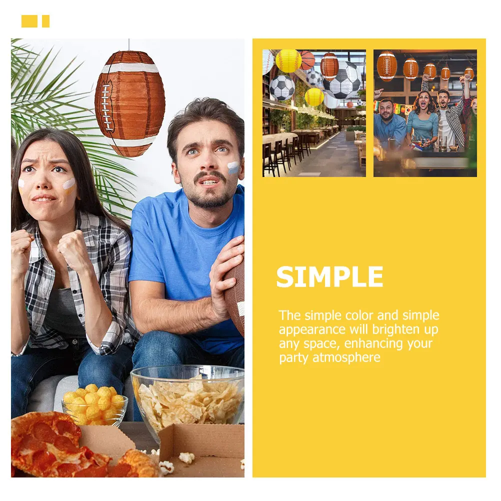 

3Pcs Rugby Pattern Paper Lanterns Hanging Ceiling Decoration Festival Party Sports Themed Indoor Outdoor Lanterns