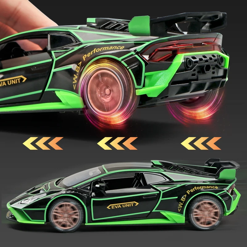 Diecast 1:24 Lamborghini Huracn Legierung Automodell mit Sound Light Kollektiv Metall Spielzeug Fahrzeuge Kinder Jungen Auto Geschenk Wohnkultur