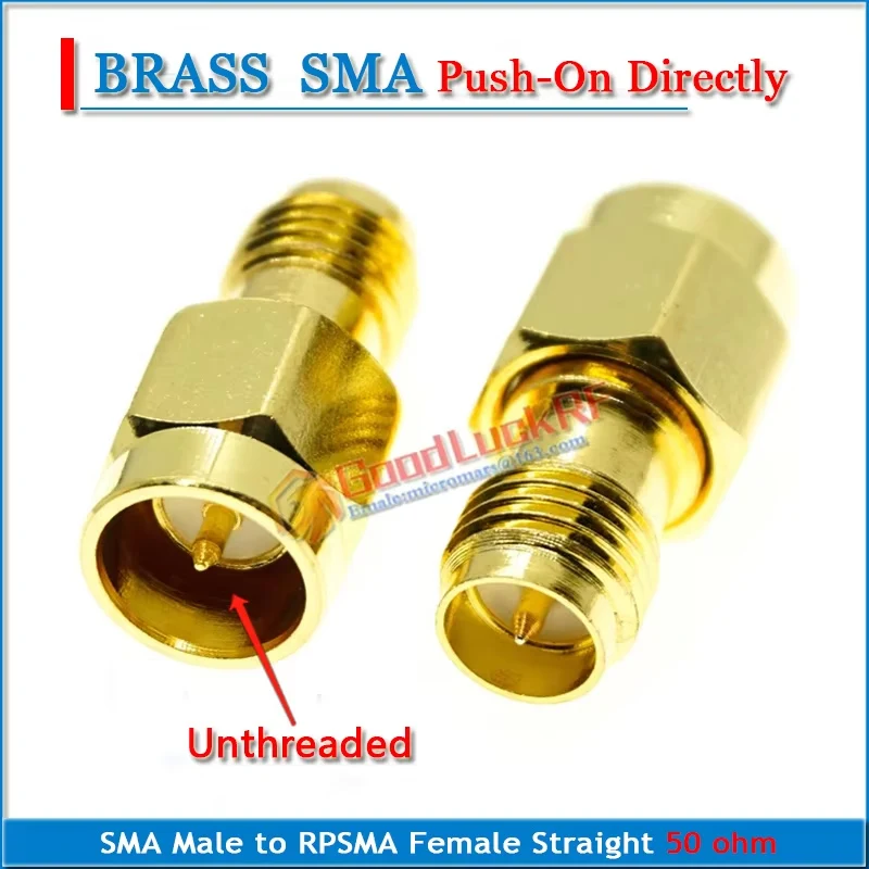 

SMA Male to RPSMA Female Quick Push-On Directly Plug Brass Straight RPSMA Male to SMA Female 50ohm RF Connector Adapters
