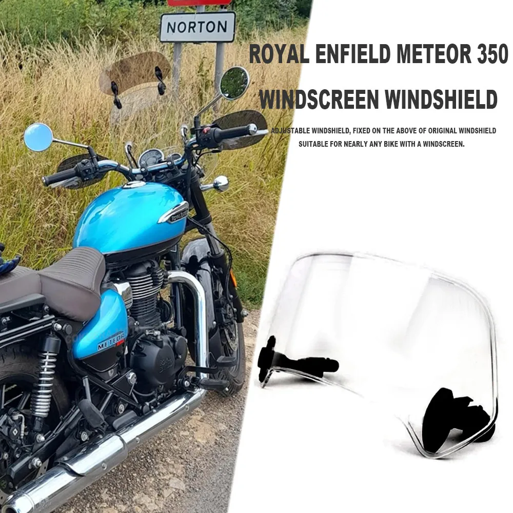 Universal Motorcycle Windshield Extension Spoiler Windscreen Air Deflector For Royal Enfield Meteor 350