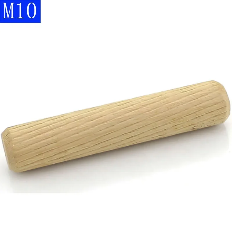 M10 Wood Dowel Pins Hardwood Multi-Grooved Chamfered Flutted Beech Wood