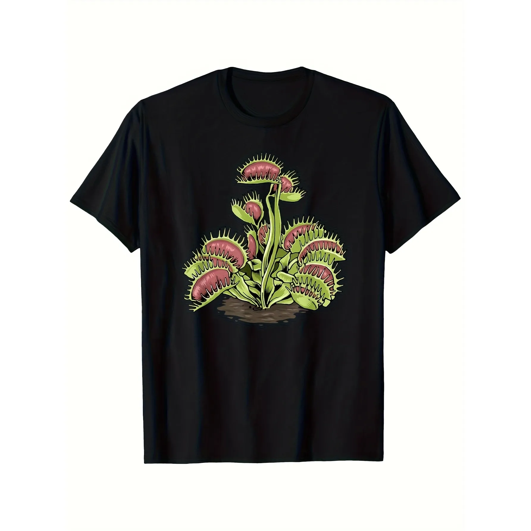 Venus Flytrap Botanical Print T-Shirt for Plant Lovers Unisex Casual Cotton Tee