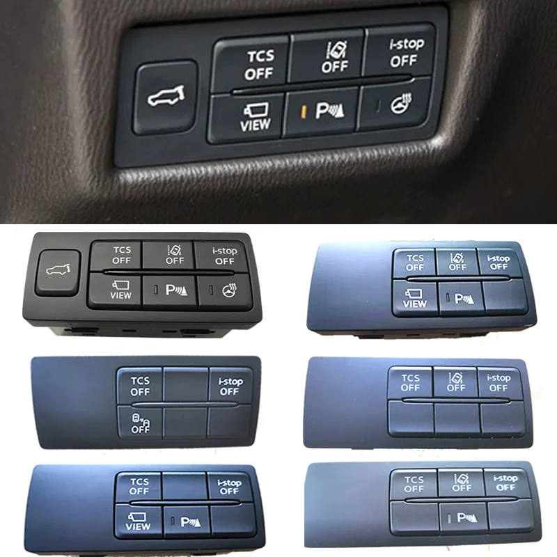 Car Multifunctional Reversing Radar Warning Button TCS I-stop Switch Assembly For Mazda CX3 CX5 CX8 3 Axela 6 Atenza
