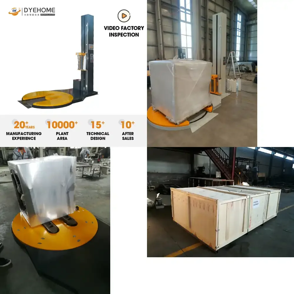 M Base Pallet Wrapping Machine with Forklift Loading Automatic Pallet Stretch Wrapper with M Type Base