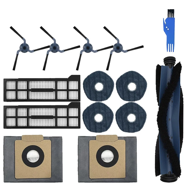 Aksesoris Suku Cadang Robot Vacuum ABVI-Fit Untuk Eufy X10 Pro Omni- Sikat Utama, Sikat Samping, Kain Pel, Filter HEPA, Tempat Debu