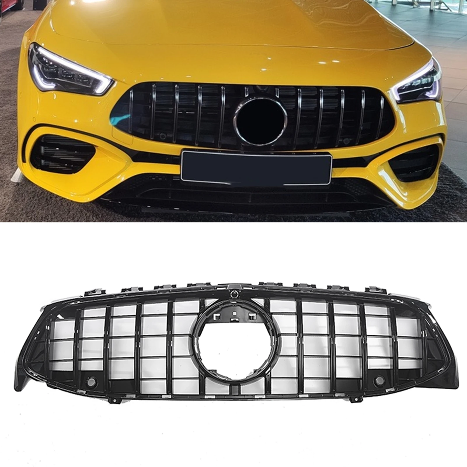 

Front Grille For Mercedes-Benz W118 CLA Class 2019.7-2022 CLA180 CLA200 CLA45 GT Grill Silver/Black Upper Bumper Hood Mesh Grid