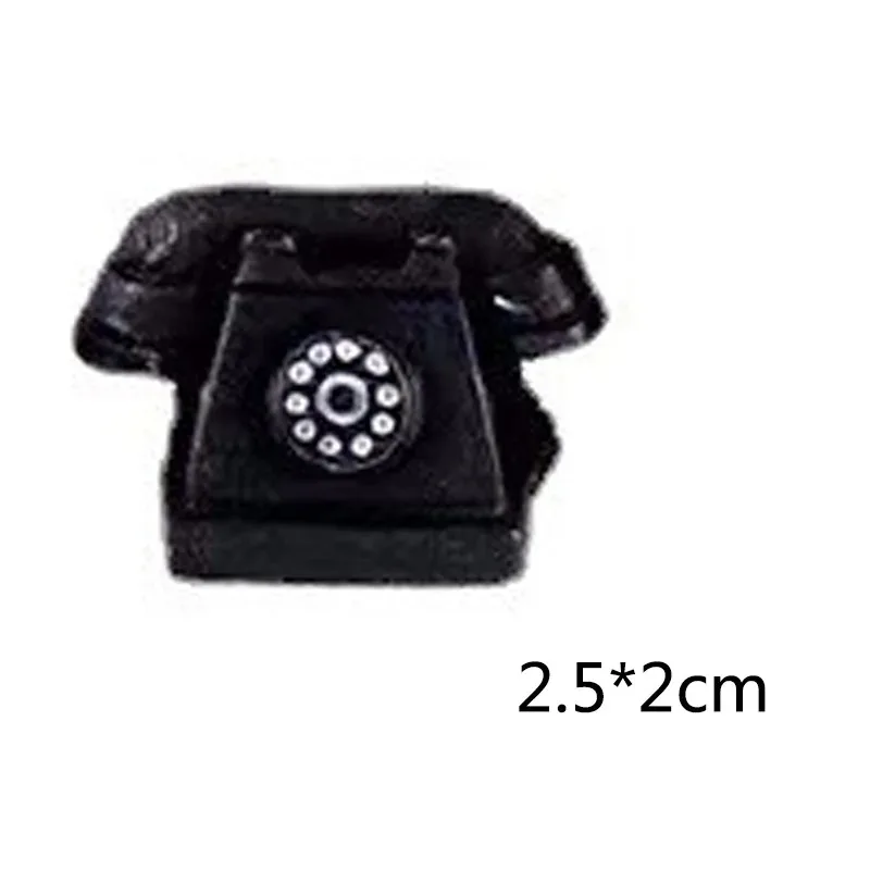 10 pçs mini diy resina retro preto rádio telefone 3d esculturas estatuetas decoração do quarto estátuas jóias figuras decorativas em miniatura