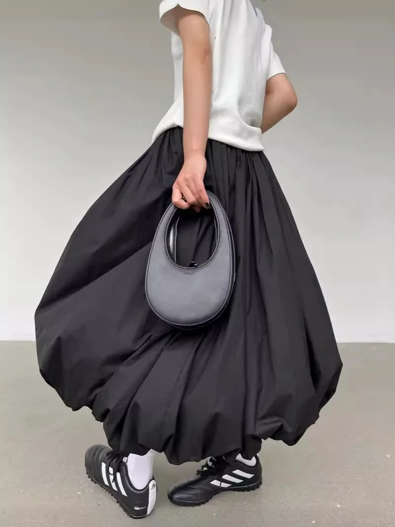 

Женская длинная плиссированная юбка А-силуэта в японском стиле с подолом-«пузырьками» для весны-лета 2026 года