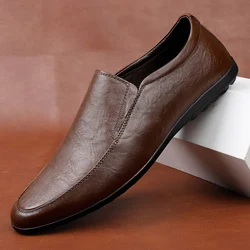 Fashion Men's Handmade Casual Slip On Shoes Genuine Leather Men Loafers Outdoor Comfortable Breathable Men Shoes