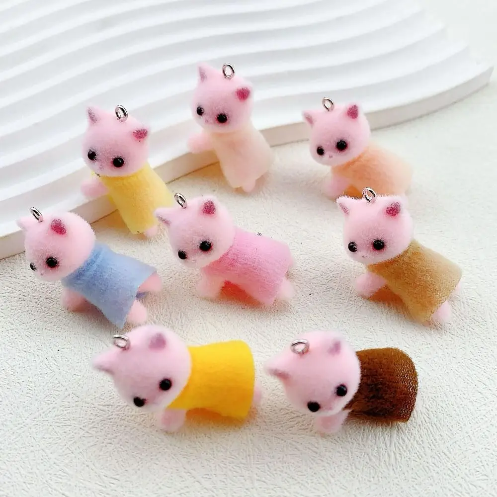 سلسلة مفاتيح دمية مصغرة للرجال والنساء ، قلادة قطة ثلاثية الأبعاد لطيفة ، فستان كارتون إبداعي ، مشغولات يدوية ، حيوان يتدفقون ، لعبة شعر