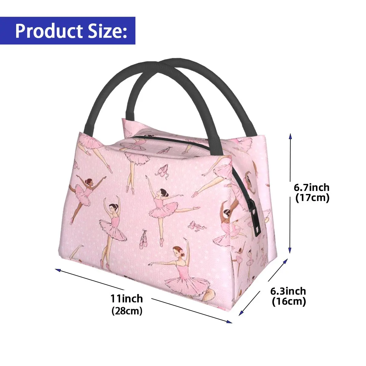 Ballet Dance Makes Me Free Ballerina Dancer Insulated Lunch Bag for Women Kids Portable Food Boxes Thermal Lunch Box Tote