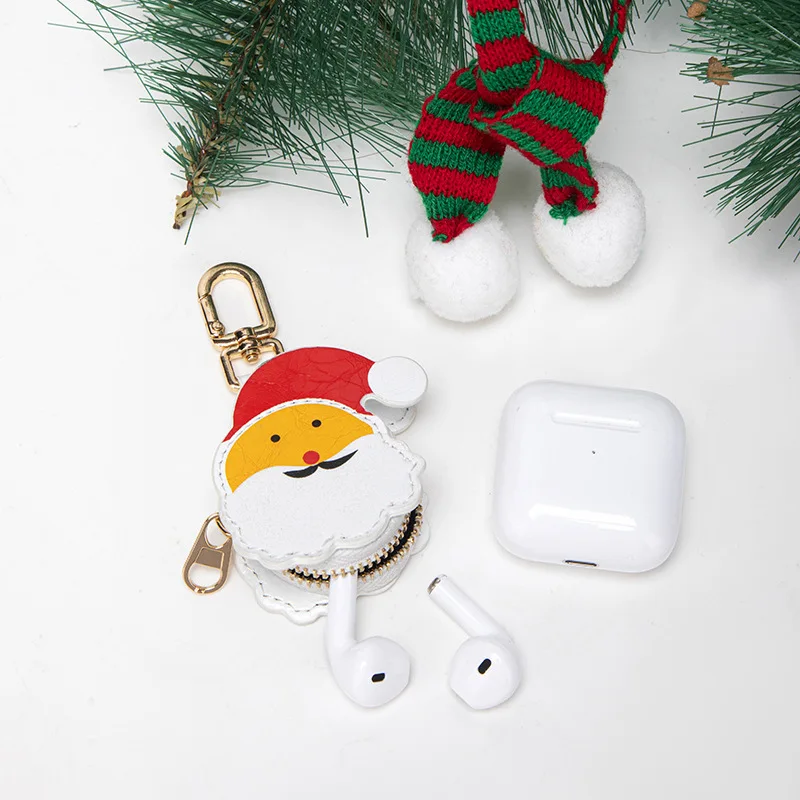 Cute Cartoon Santa Claus Keychain Pendant Access Control Card Cover Bag Hanging Ornament Christmas Holiday Small Gift For Women
