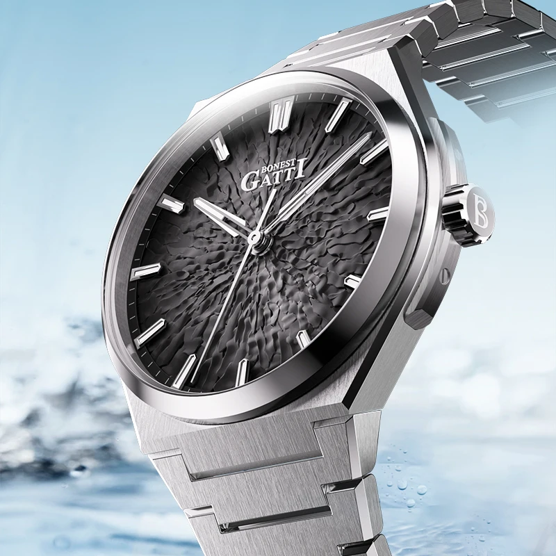 Reloj mecánico BONEST GATTI de lujo ligero para hombre, reloj Seiko con hebilla de mariposa de acero inoxidable, relojes automáticos para hombre