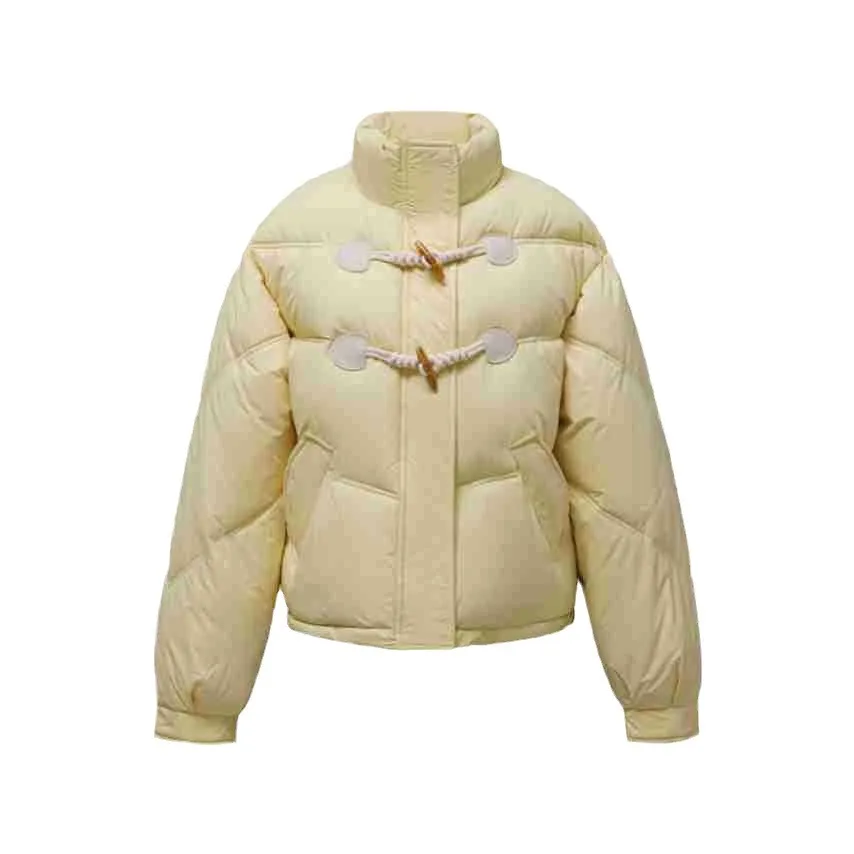 2024 Winter New Women\'s Horn-Buttoned Padded Jacket The Korean Version Is Sweet Lovely Wind Stand Collar Loose Padded Jacket