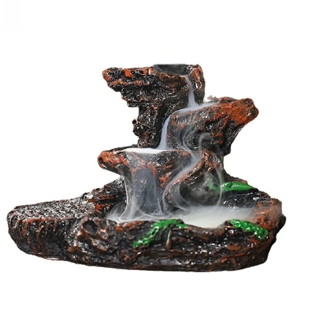Resin Backflow Incense Burner River Waterfall Mountain Shape Incense Censer Home Decor Exquisite Backflow Incense Holder