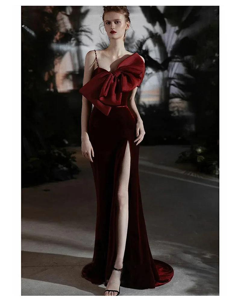 Fishtail gown toast the new 2022 condole take bride split long toastmaster evening dress female temperament