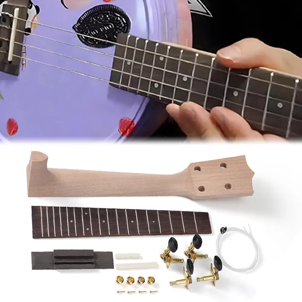 23/26 Inch Ukulele Neck And Fingerboard With Rosewood Fretboard And Guitar Parts For DIY Projects O6O8