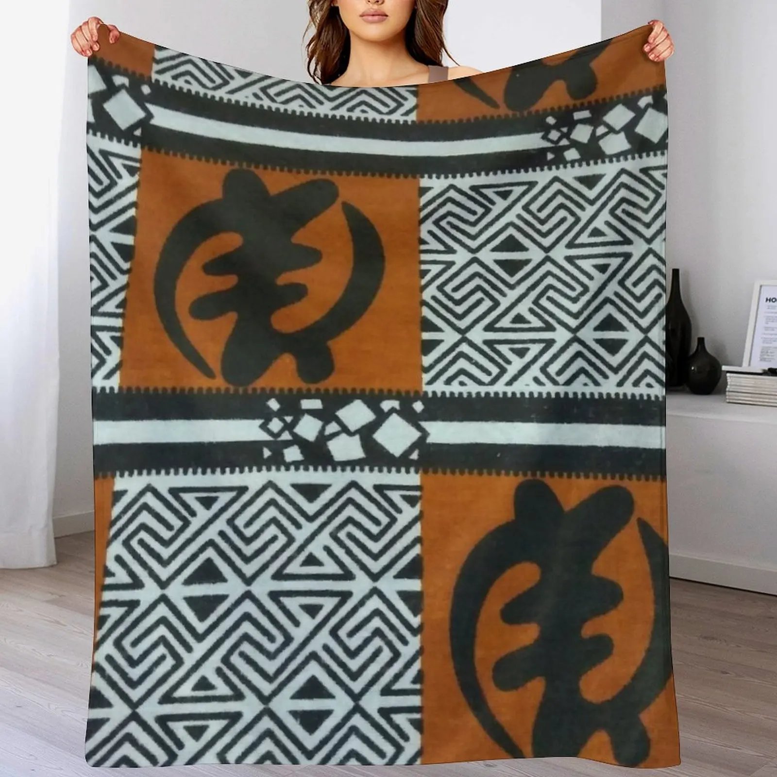 Ghanaian Gye Nyame African Print Throw Blanket Thermal Cute Blankets