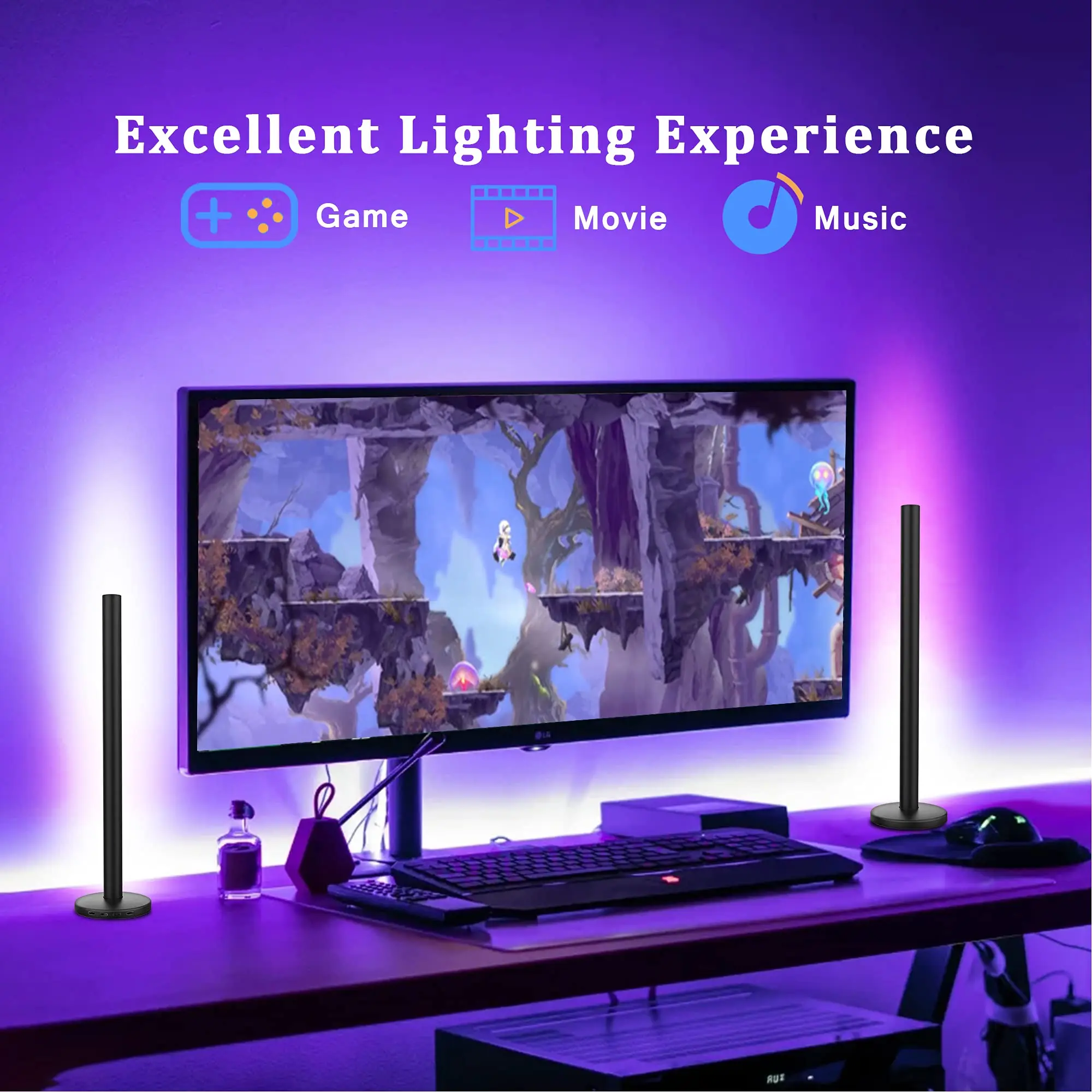 Flow Smart Light Bars, RGBIC LED Light Bar with Wireless APP Control, Gaming Accressories with Deamcolor Chasing and Music Modes