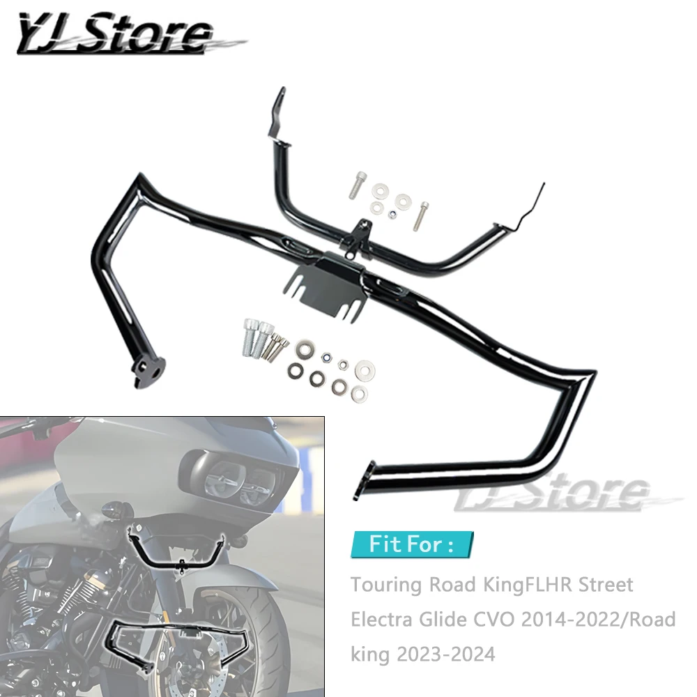 

Fit For Touring Road King FLHR Street Electra Glide CVO 2014-2022 2021 Road King 2023-2024 Motorcycle bumper assembly four holes