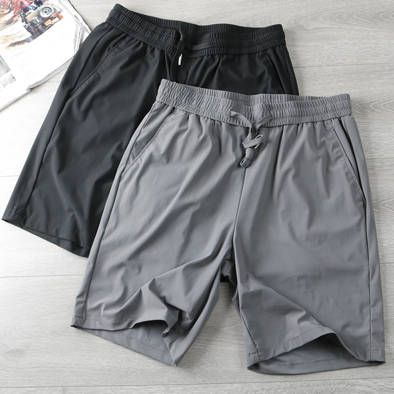 

Smooth Milk Silk Ice Silk Casual Pants Men's Qui Dry Breathable Four Way Stretch Summer orts Five Parts Straight Leg