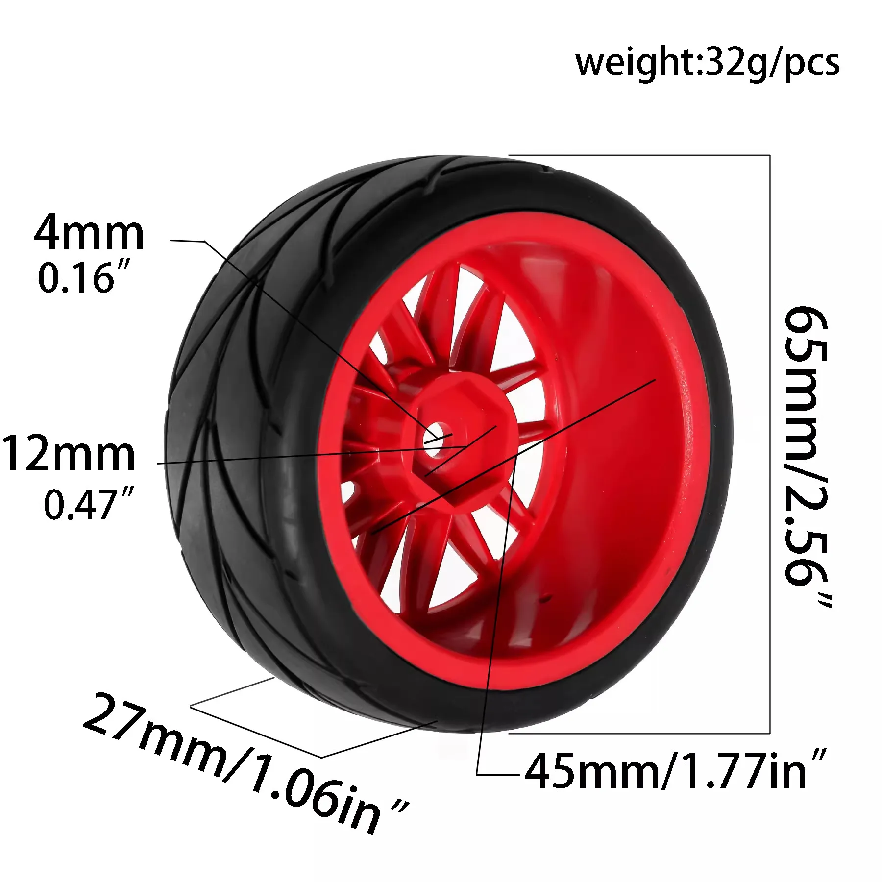 RS Red Spider R540 Tires for 1/10 Belt Drive Touring Car, Fit Tamiya TT01/TT02/XV01 HPI WR8 Kyosho 3Racing – Upgrade Parts