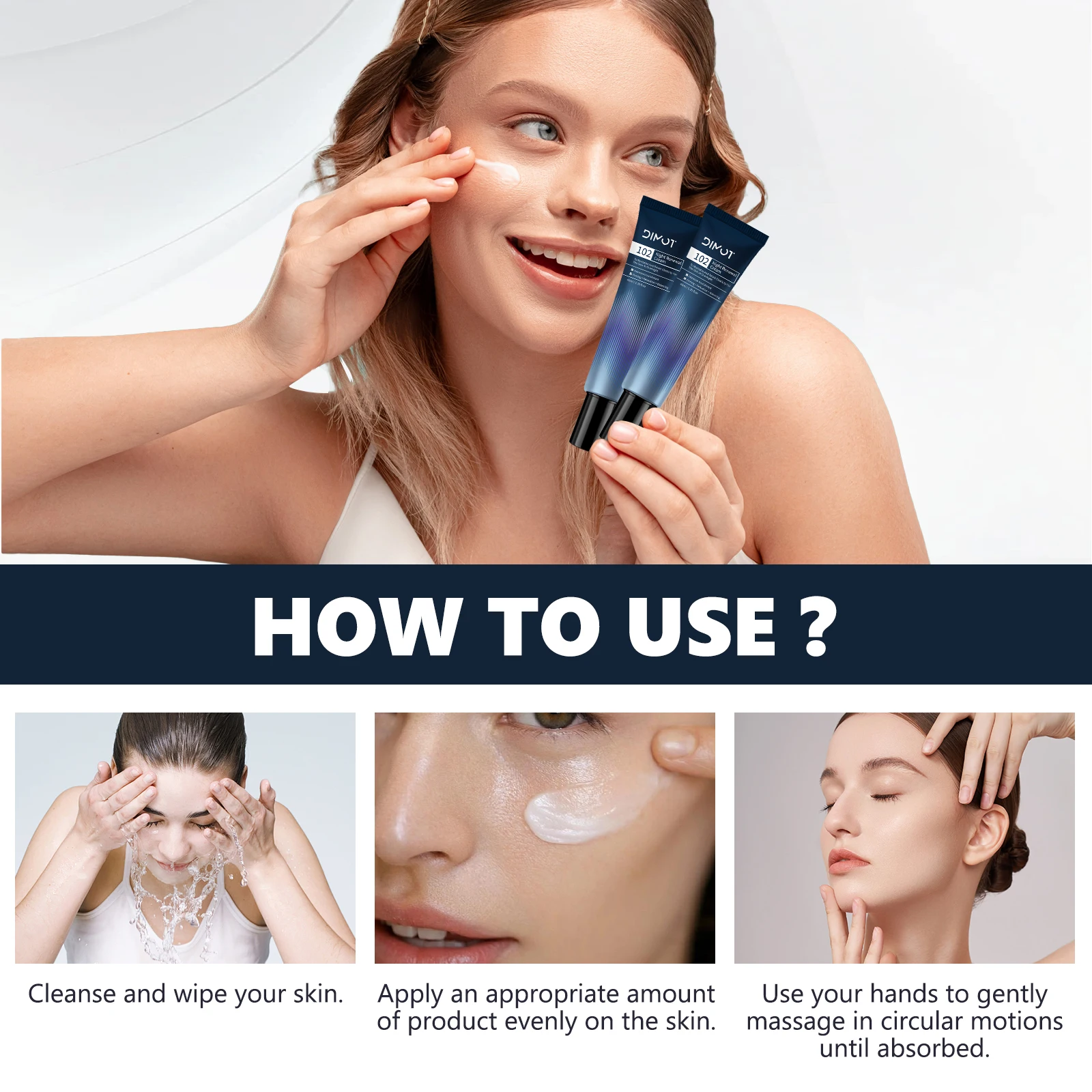 DIMOT crema de renovación nocturna Centella Asiatica crema hidratante Facial ácido hialurónico colágeno cara apretar los productos para el cuidado de la piel