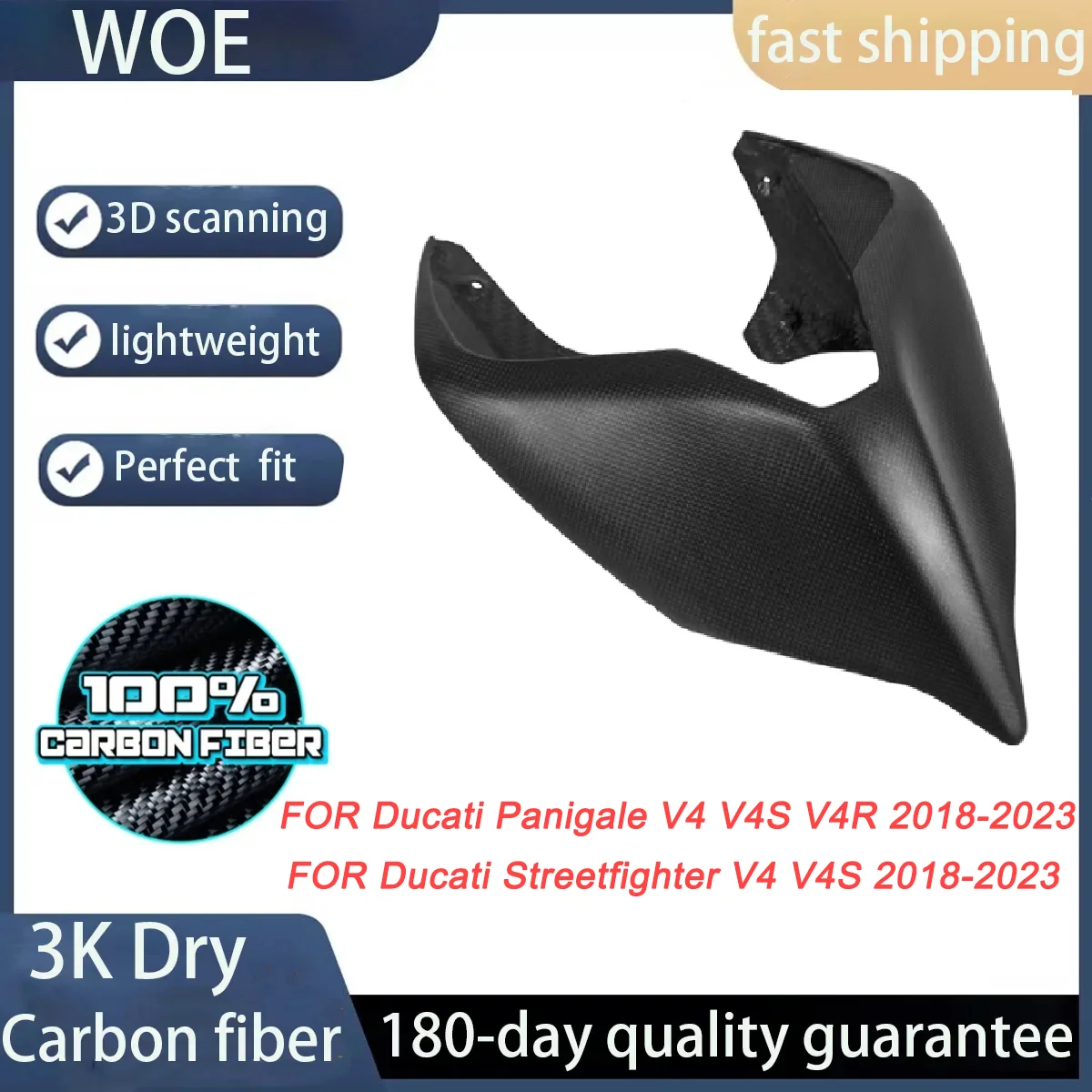 

For DUCATI Panigale Streetfight V4 V4S V4R 2018 2019 2020 2021 2022 2023 3K Dry Carbon Fiber Motorcycle Rear Seat Hump Cover