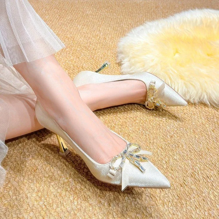 

Французские свадебные туфли-стилеты для женщин 2026, элегантные туфли на высоком каблуке для свадеб, помолвок и подружек невесты